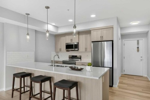 1206-33 Carringham Gate Nw, Calgary, AB - Indoor Photo Showing Kitchen With Stainless Steel Kitchen With Double Sink With Upgraded Kitchen