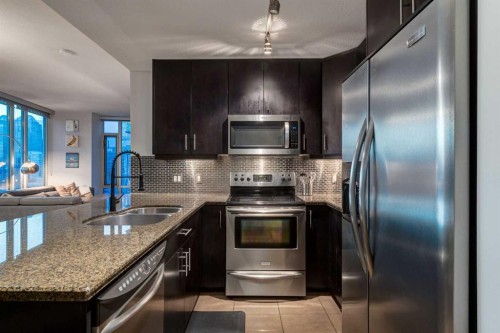1901-210 15 Avenue Se, Calgary, AB - Indoor Photo Showing Kitchen With Stainless Steel Kitchen With Double Sink With Upgraded Kitchen