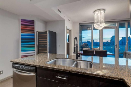 1901-210 15 Avenue Se, Calgary, AB - Indoor Photo Showing Kitchen With Double Sink