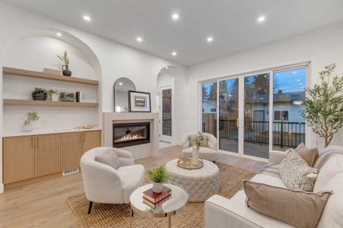 2430 36 Street Sw, Calgary, AB - Indoor Photo Showing Living Room With Fireplace