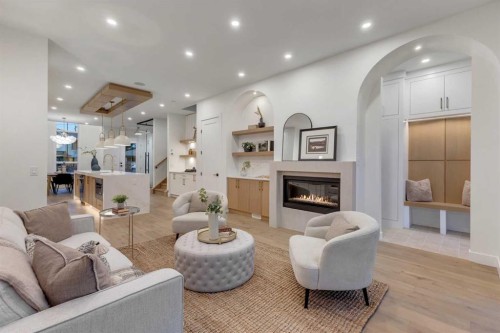 2430 36 Street Sw, Calgary, AB - Indoor Photo Showing Living Room With Fireplace
