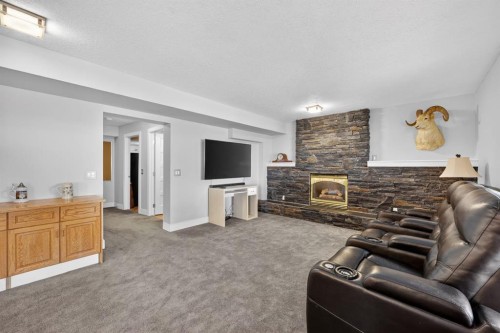 222 Diamond Drive Se, Calgary, AB - Indoor Photo Showing Living Room With Fireplace