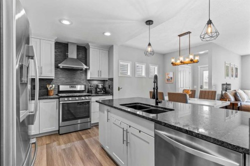 86 Copperpond Heights Se, Calgary, AB - Indoor Photo Showing Kitchen With Double Sink With Upgraded Kitchen