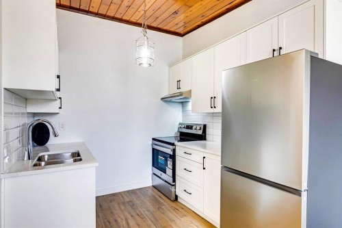 B-1415 44 Street Se, Calgary, AB - Indoor Photo Showing Kitchen With Double Sink