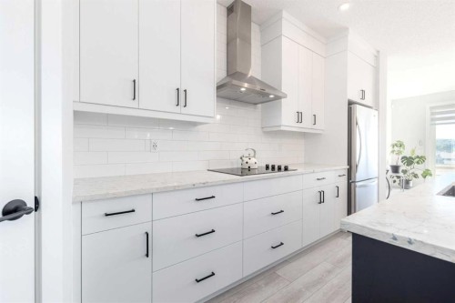 99 Haskayne Drive Nw, Calgary, AB - Indoor Photo Showing Kitchen With Upgraded Kitchen