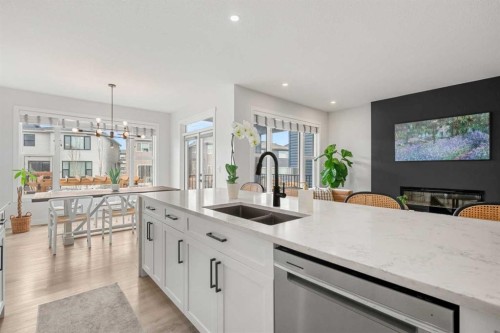851 Seton Circle Se, Calgary, AB - Indoor Photo Showing Kitchen With Double Sink With Upgraded Kitchen