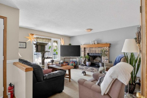 44 Riverwood Circle Se, Calgary, AB - Indoor Photo Showing Living Room With Fireplace