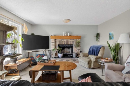 44 Riverwood Circle Se, Calgary, AB - Indoor Photo Showing Living Room With Fireplace