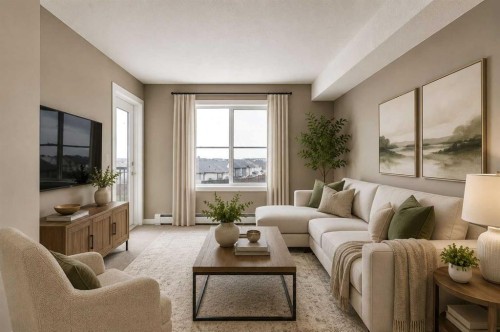 414-7210 80 Avenue Ne, Calgary, AB - Indoor Photo Showing Living Room