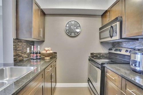 414-7210 80 Avenue Ne, Calgary, AB - Indoor Photo Showing Kitchen With Upgraded Kitchen