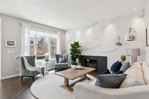 73 Auburn Springs Place Se, Calgary, AB - Indoor Photo Showing Living Room With Fireplace