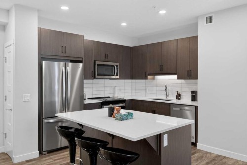 301-55 Wolf Hollow Crescent Se, Calgary, AB - Indoor Photo Showing Kitchen With Stainless Steel Kitchen With Upgraded Kitchen