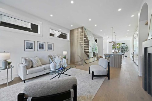 2708 18 Street Nw, Calgary, AB - Indoor Photo Showing Living Room With Fireplace