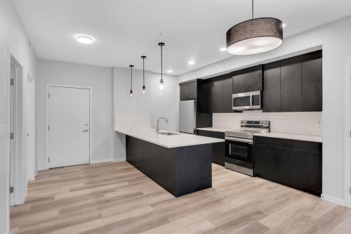 3201-220 Seton Grove Se, Calgary, AB - Indoor Photo Showing Kitchen With Upgraded Kitchen
