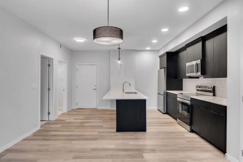 3201-220 Seton Grove Se, Calgary, AB - Indoor Photo Showing Kitchen