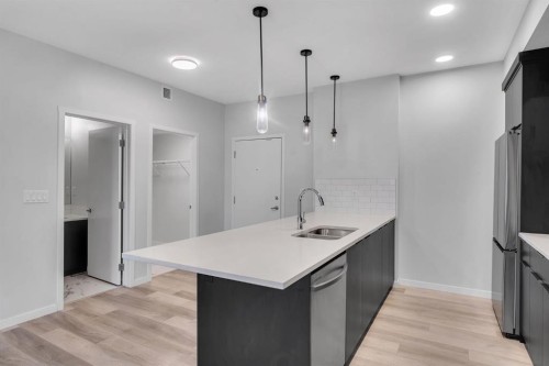 3201-220 Seton Grove Se, Calgary, AB - Indoor Photo Showing Kitchen With Double Sink With Upgraded Kitchen