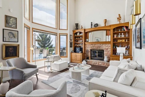 55 Edenstone View Nw, Calgary, AB - Indoor Photo Showing Living Room With Fireplace