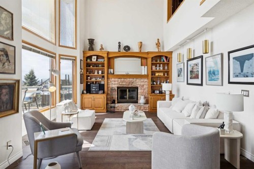 55 Edenstone View Nw, Calgary, AB - Indoor Photo Showing Living Room With Fireplace