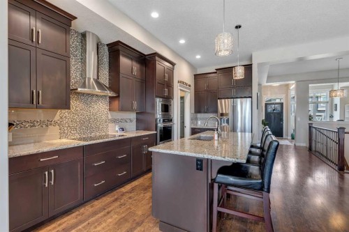 369 Marquis Landing Se, Calgary, AB - Indoor Photo Showing Kitchen With Stainless Steel Kitchen With Upgraded Kitchen