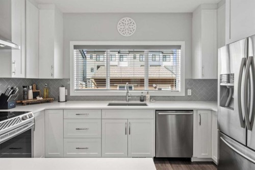 11 Masters Manor Se, Calgary, AB - Indoor Photo Showing Kitchen With Stainless Steel Kitchen With Upgraded Kitchen