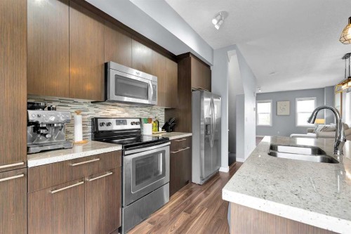 359 Silverado Common Sw, Calgary, AB - Indoor Photo Showing Kitchen With Stainless Steel Kitchen With Double Sink With Upgraded Kitchen