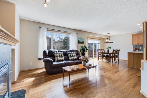 281 Bridlemeadows Common Sw, Calgary, AB - Indoor Photo Showing Living Room With Fireplace