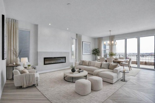 195 Lucas Common Nw, Calgary, AB - Indoor Photo Showing Living Room With Fireplace