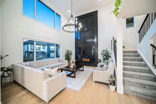 103 Aspen Summit Close Sw, Calgary, AB - Indoor With Fireplace