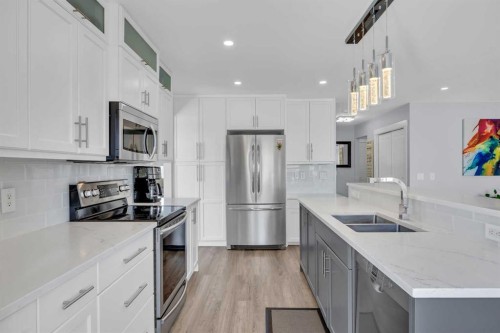 147 Hawkmere View, Chestermere, AB - Indoor Photo Showing Kitchen With Stainless Steel Kitchen With Double Sink With Upgraded Kitchen