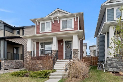 39 Heritage Boulevard, Cochrane, AB - Outdoor With Deck Patio Veranda With Facade