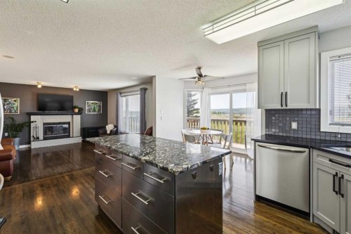 98 Sierra Nevada Green Sw, Calgary, AB - Indoor Photo Showing Kitchen With Fireplace With Stainless Steel Kitchen With Upgraded Kitchen