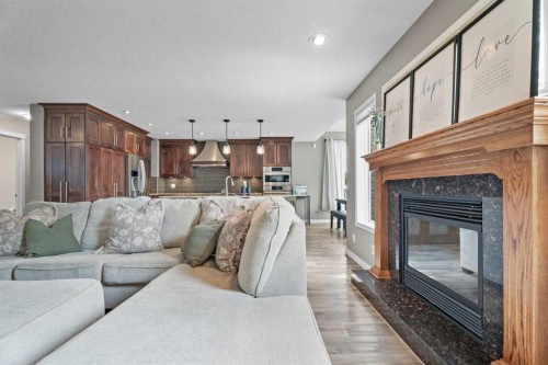31 Brightondale Close Se, Calgary, AB - Indoor Photo Showing Living Room With Fireplace