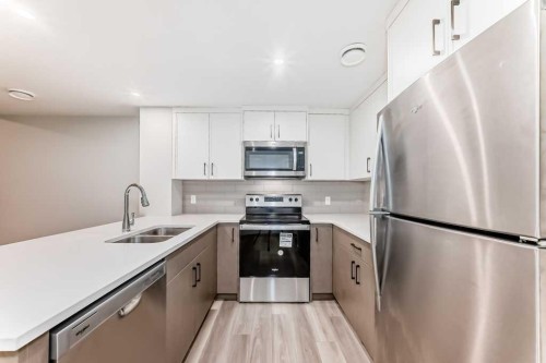 55 Silver Spruce Grove Sw, Calgary, AB - Indoor Photo Showing Kitchen With Double Sink With Upgraded Kitchen