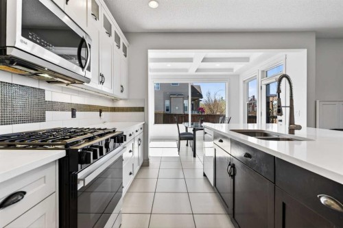 421 Auburn Bay Boulevard Se, Calgary, AB - Indoor Photo Showing Kitchen With Double Sink With Upgraded Kitchen