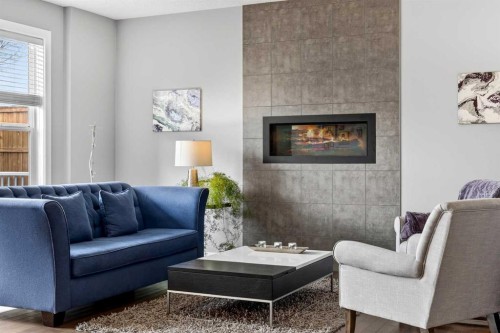 41 Westridge Road, Okotoks, AB - Indoor Photo Showing Living Room With Fireplace