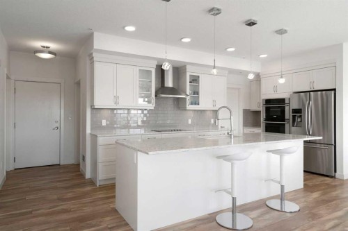 332-20 Seton Park Se, Calgary, AB - Indoor Photo Showing Kitchen With Stainless Steel Kitchen With Upgraded Kitchen
