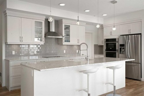 332-20 Seton Park Se, Calgary, AB - Indoor Photo Showing Kitchen With Stainless Steel Kitchen With Upgraded Kitchen