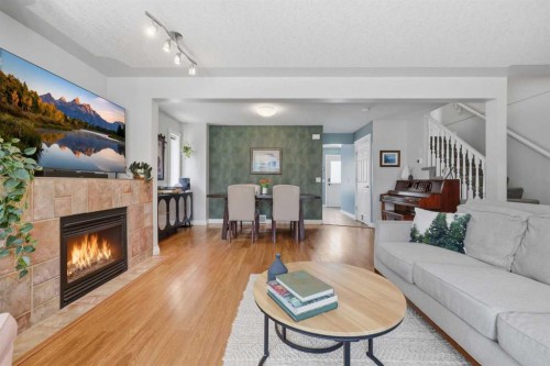 450 Regal Park Ne, Calgary, AB - Indoor Photo Showing Living Room With Fireplace