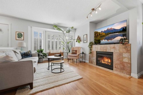 450 Regal Park Ne, Calgary, AB - Indoor Photo Showing Living Room With Fireplace