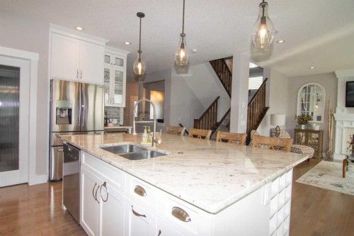 237 Kinniburgh Way, Chestermere, AB - Indoor Photo Showing Kitchen With Double Sink With Upgraded Kitchen