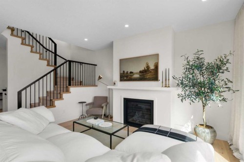 2853 14 Avenue Sw, Calgary, AB - Indoor Photo Showing Living Room With Fireplace