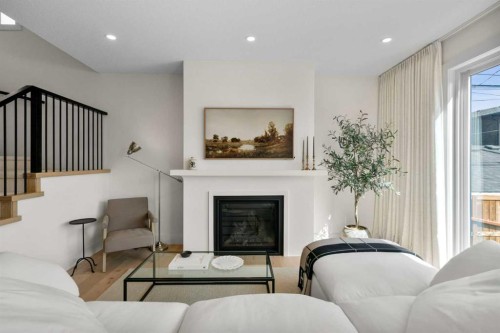 2853 14 Avenue Sw, Calgary, AB - Indoor Photo Showing Living Room With Fireplace