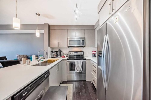 6409-302 Skyview Ranch Drive Ne, Calgary, AB - Indoor Photo Showing Kitchen With Stainless Steel Kitchen With Double Sink With Upgraded Kitchen
