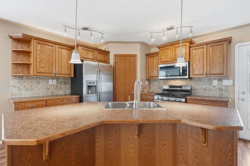 64 Isbister Close, Red Deer, AB - Indoor Photo Showing Kitchen With Double Sink