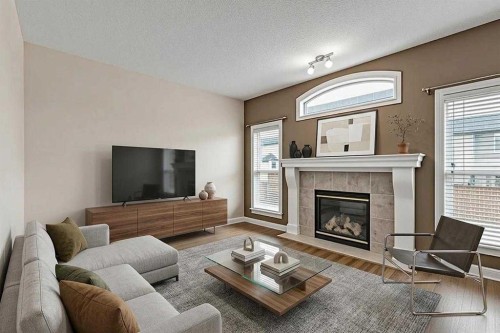 29 Kincora Hill Nw, Calgary, AB - Indoor Photo Showing Living Room With Fireplace