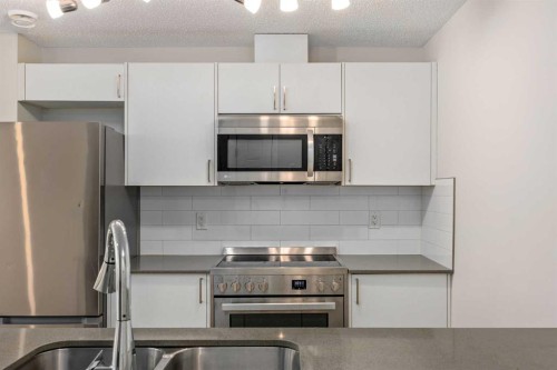 305 Cranbrook Square Se, Calgary, AB - Indoor Photo Showing Kitchen With Stainless Steel Kitchen With Double Sink With Upgraded Kitchen