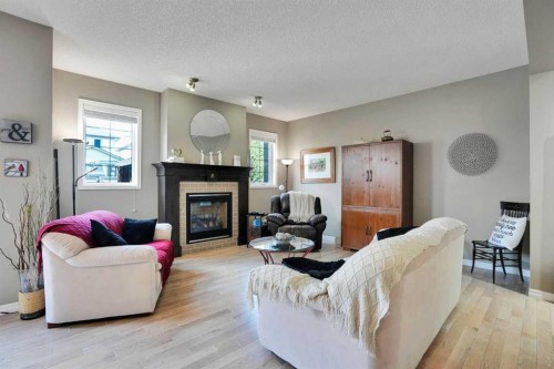 109 Cranleigh Place Se, Calgary, AB - Indoor Photo Showing Living Room With Fireplace