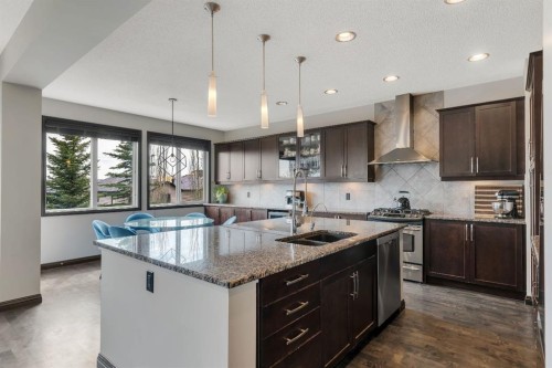 55 Evanspark Circle Nw, Calgary, AB - Indoor Photo Showing Kitchen With Double Sink With Upgraded Kitchen