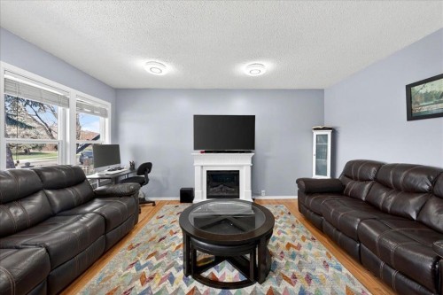 3620 28 Street Se, Calgary, AB - Indoor Photo Showing Living Room With Fireplace