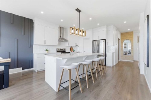 912 Seton Circle Se, Calgary, AB - Indoor Photo Showing Kitchen With Stainless Steel Kitchen With Upgraded Kitchen